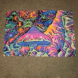Psychedelic mushroom trippy hippie tapestry NWT
